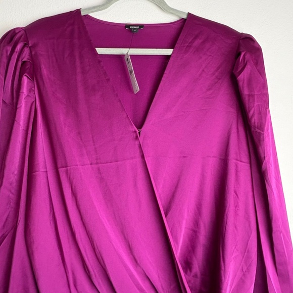 NWT Express Womens XL Suplice Bodysuit Long Sleeve Purple V Neck Top Faux Wrap - Picture 5 of 6